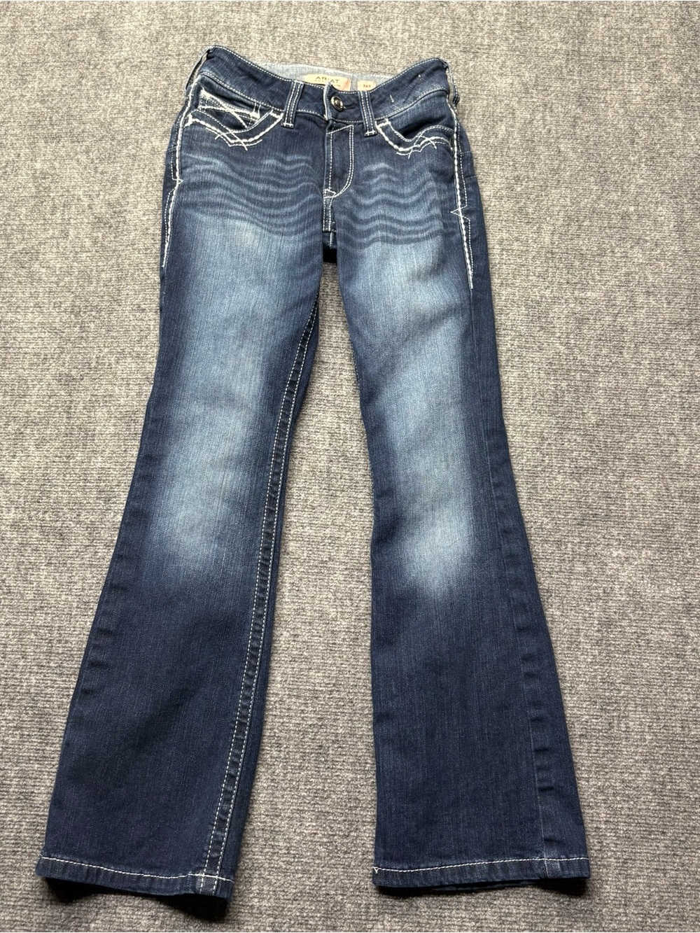 Ariat REAL Jeans Womens 26S Blue Mid Rise Boot Cut Entwined Denim Cowgirl